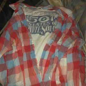 Set! Long sleeve button down with racer back tank
